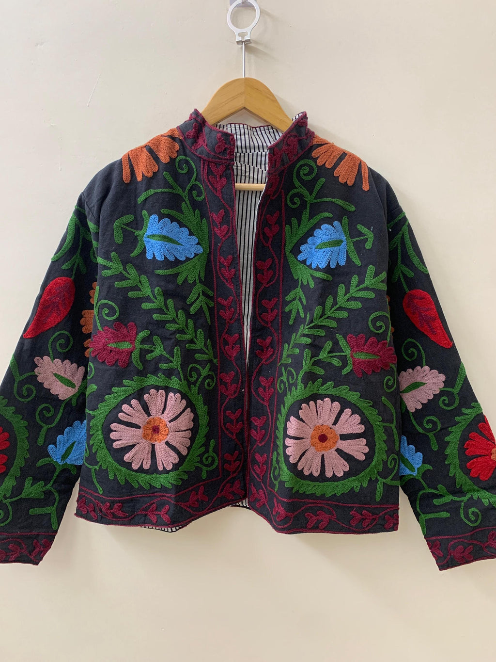 Traditional Suzani Embroidered Velvet Jacket | Winter Kimono Robe | Ethnic Vintage Outerwear | Unisex Duster Coat |Boho Jacket |Gift For Her