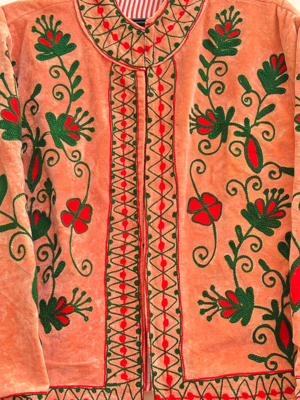 Velvet Suzani Jacket | Floral Embroidery Jacket  | Bohemian Coat | Warm Winter Coat | Artisanal Outerwear | Gift For Her | Winter Outerwear