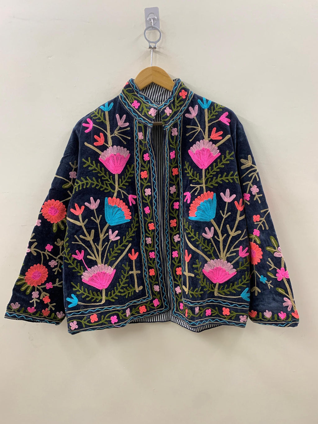 Black Suzani Velvet Short Jacket | Suzani Embroidery Jacket | Winter Wear Women's Jacket Coat | Suzani Coat | Gift For Her |Duster Jacket
