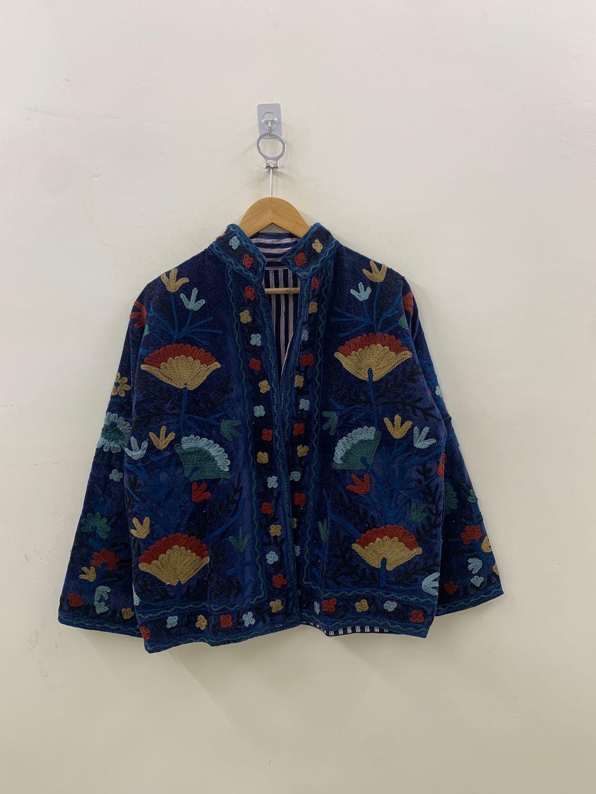 Boho Embroidery Velvet Suzani Jacket | Indian Style Coat  | Unisex Jacket | Bridesmaid Gift | Winter Jacket | Kimono Jacket, Bomber Jacket