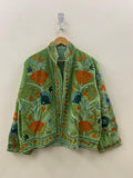 Green Suzani Velvet Short Jacket | Indian Suzani Embroidery Jacket | Winter Wear Women's Jacket | Suzani Coat | Gift For Her | Duster Jacket