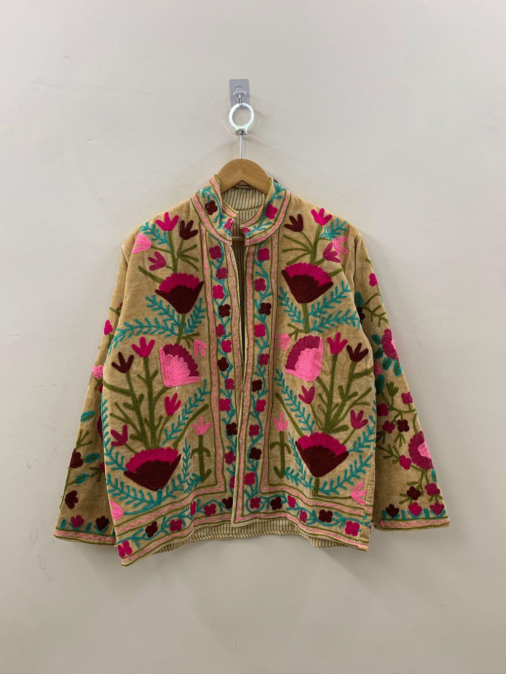 Hand Embroidered Velvet Suzani Jacket | Indian Style Coat  | Unisex Jacket | Bridesmaid Gift | Winter Jacket | Kimono Jacket, Bomber Jacket