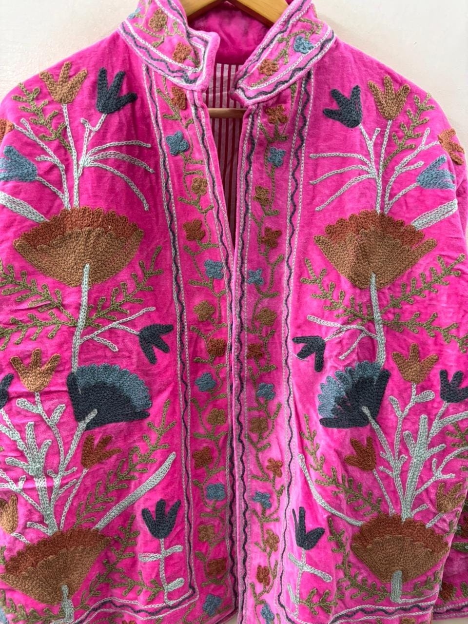 Suzani Embroidered Velvet Winter Jacket | Short Festival Coat | Ethnic Bohemian Outerwear | Winter Kimono Jacket | Gift For Wife