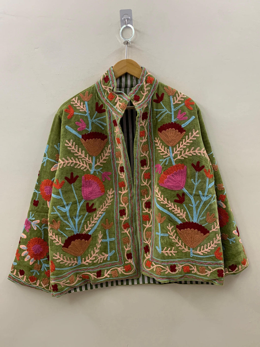 Velvet Suzani Hand Embroidered Jacket | Partywear Tailored Jacket |Bomber Coat | Hippie Jacket | 70s Style Coat | Gift For Her | Winter Coat