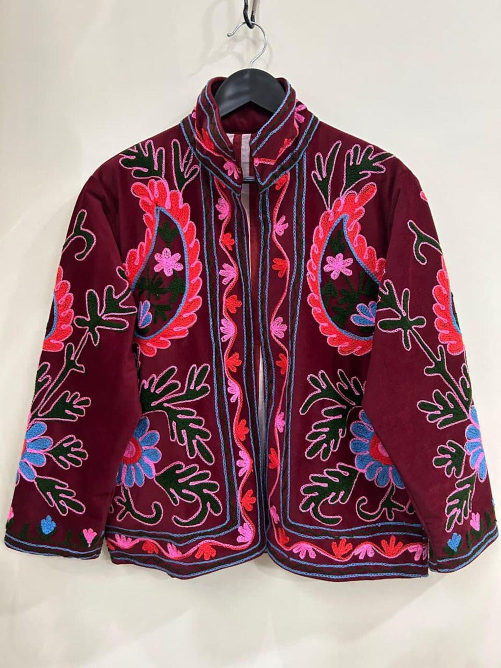 Floral Suzani Embroidered Velvet Winter Jacket | Handmade Short Festival Coat | Festival Outfit | Winter Coat | Traditional Jacket