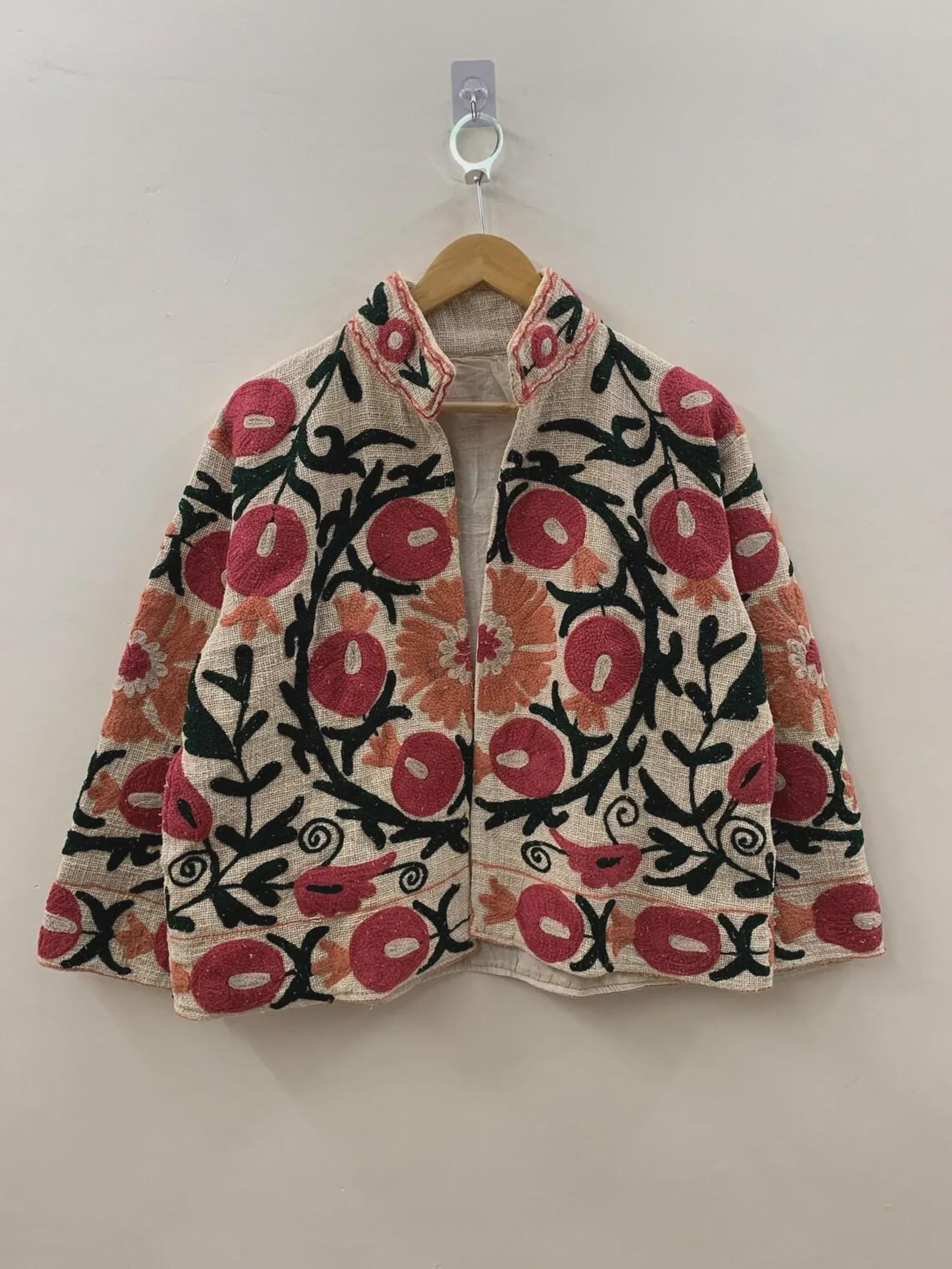 Suzani TNT Short Jacket | Suzani Embroidery Jacket | Winter Women's Jacket | Suzani Coat | Gift For Her | Duster Jacket | Bomber Coat