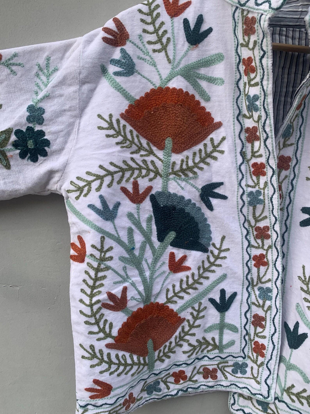 Suzani Embroidery Velvet Jacket Oversized Long | Traditional Boho Ethnic Coat | Winter Festival Wear | Handmade Jacket | Gift for Her