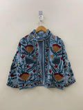 TNT Fabric Suzani Embroidered Short Jacket | Quilted Winter Coat | Boho Duster Jacket | Unisex Suzani Coat | Gift for Her