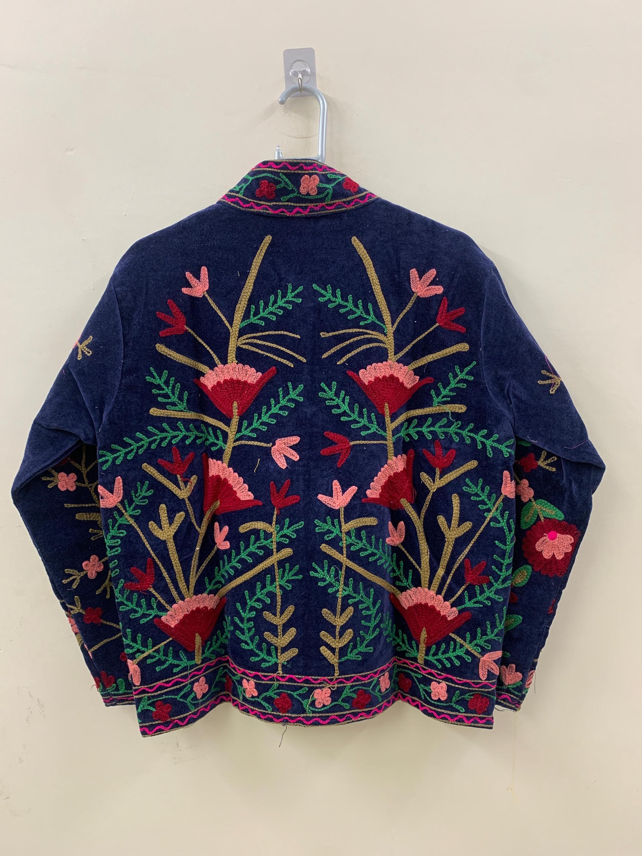 Velvet Suzani Jacket | Women’s Short Coat | Embroidered Suzani Jacket | Kimono Robe Jacket | Vintage Ethnic Outerwear | Gift for Her