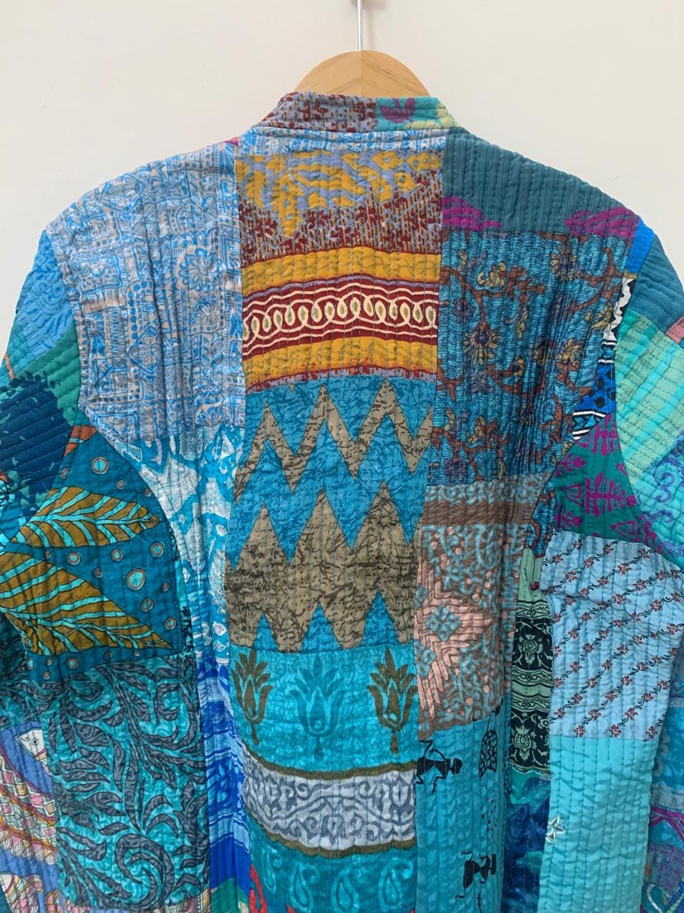 Silk Patchwork Jacket Boho Quilted Coat | Handmade Vintage Fabric Jacket | Colorful Festival Clothing | Bohemian Outerwear | Gift For Her