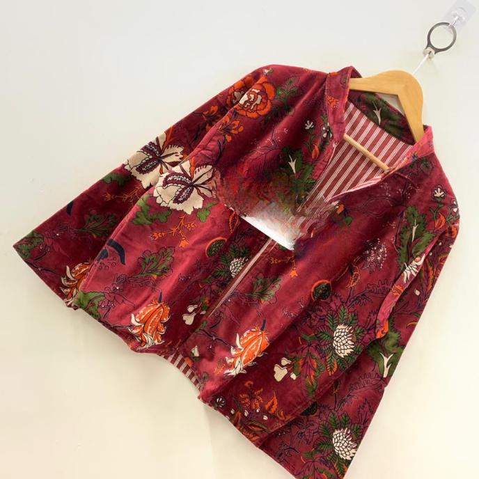 Boho Vintage Printed Velvet Short Jacket – Style Cropped Jacket –Soft Luxe Velvet Outerwear –Fall & Winter Fashion –Festival or Evening Wear