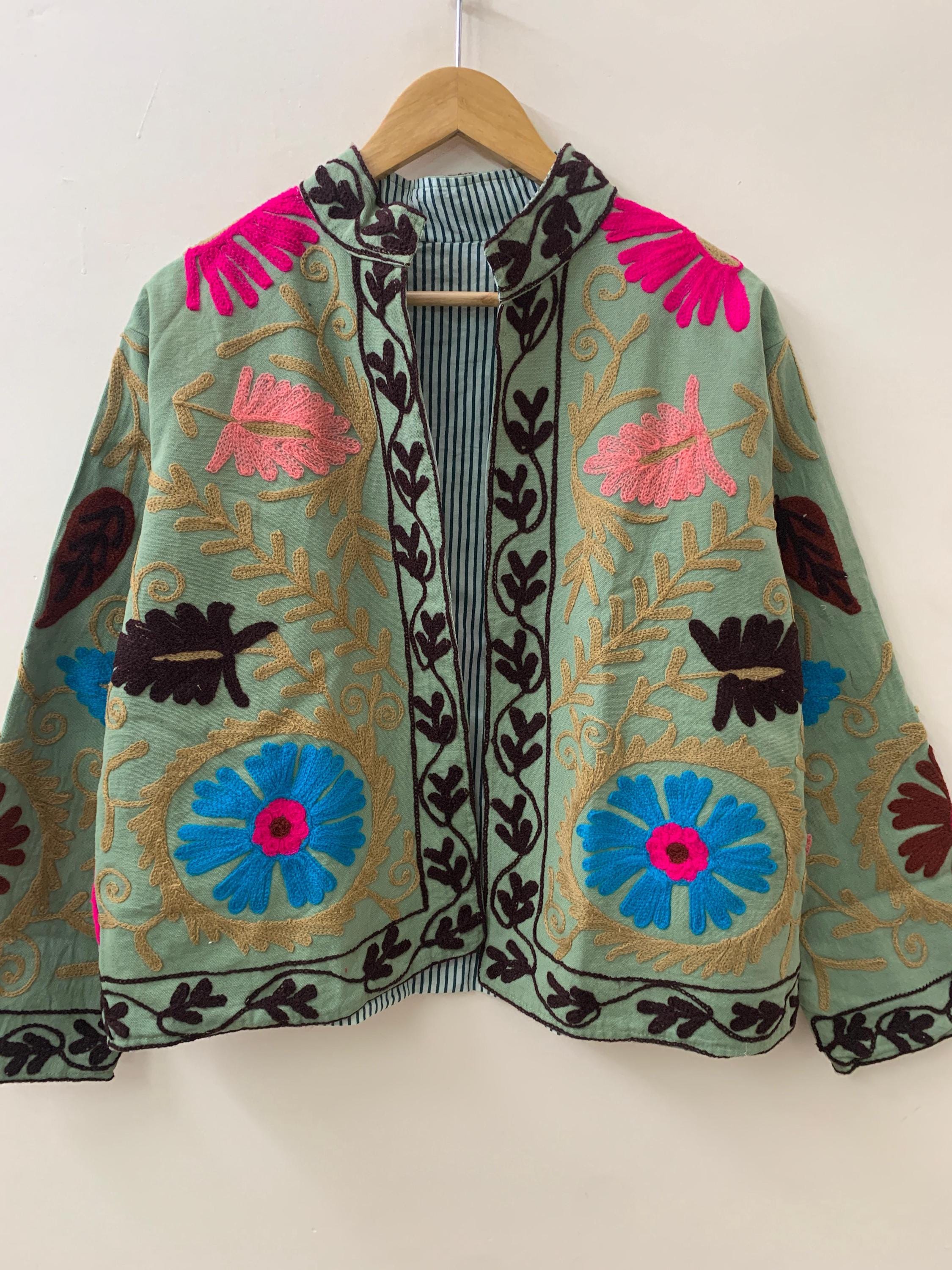 Winter Suzani Jacket | Velvet Suzani Embroidered Jacket | Ethnic Vintage Outerwear | Boho Jacket Women | Uzbek Style Coat | Gift For Her