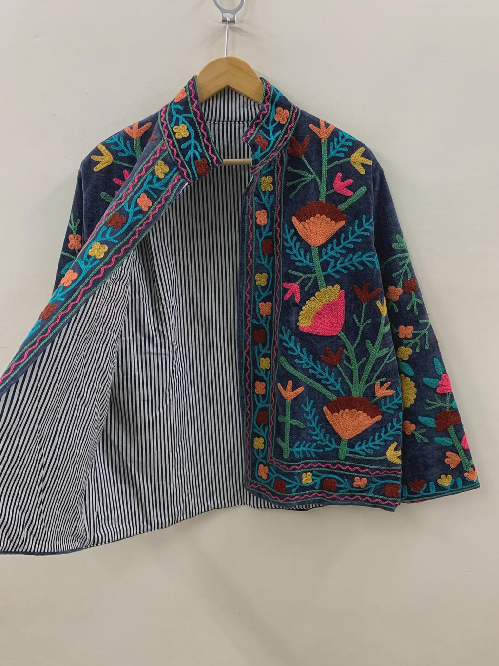 Suzani Velvet Jacket Women | Floral Embroidered Jacket | Winter Kimono Coat | Warm Winter Outerwear | Gift for Her