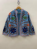 Handmade Suzani TNT Fabric Jacket | Short Boho Coat for Women | Button Closure Winter Outerwear | Stylish Spring Layer Gift