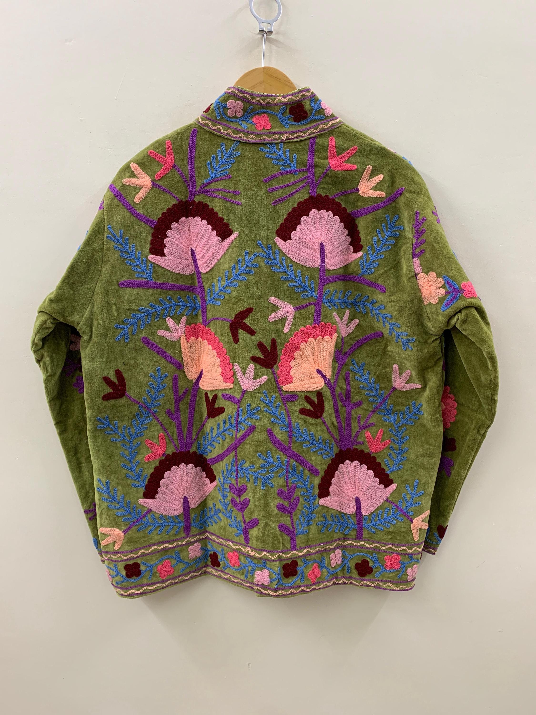 Handmade Embroidery Velvet Suzani Jacket | Women's Floral Clothing | Gift For Her | Bomber Winter Jacket | Street Kimono Jacket |Spring Coat