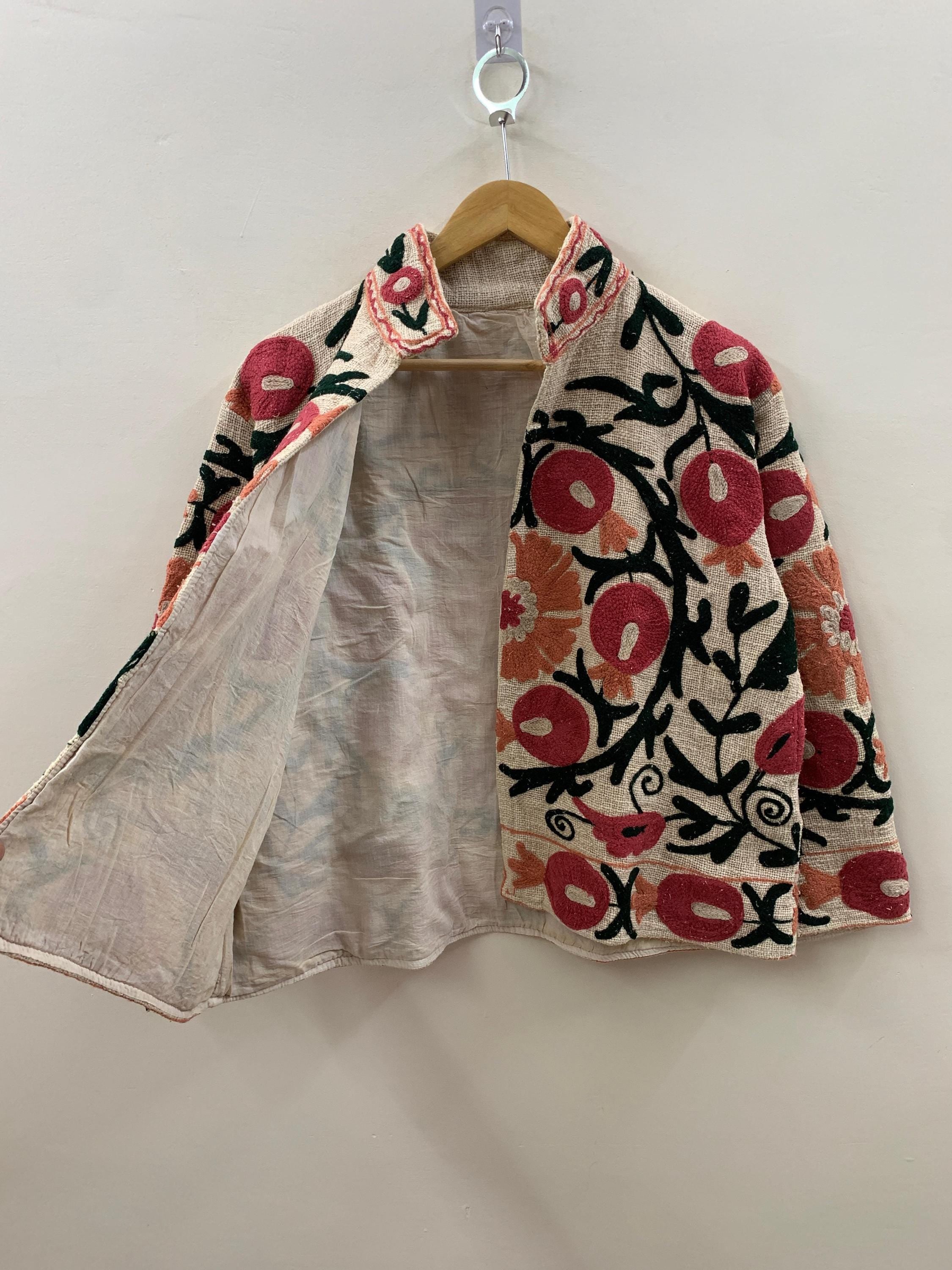 Women's TNT Fabric Suzani Jacket | Boho Coat| Gift For Her| Suzani Embroidery Jacket | Winter Wear Coat | Duster Coat | Suzani Short Jacket