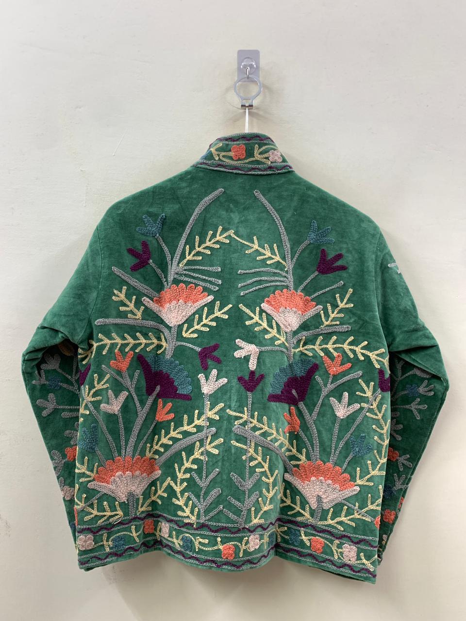 Ethnic Suzani Embroidered Velvet Winter Jacket | Handmade Short Festival Coat | Bohemian Outerwear | Winter Kimono Jacket | Gift For Wife