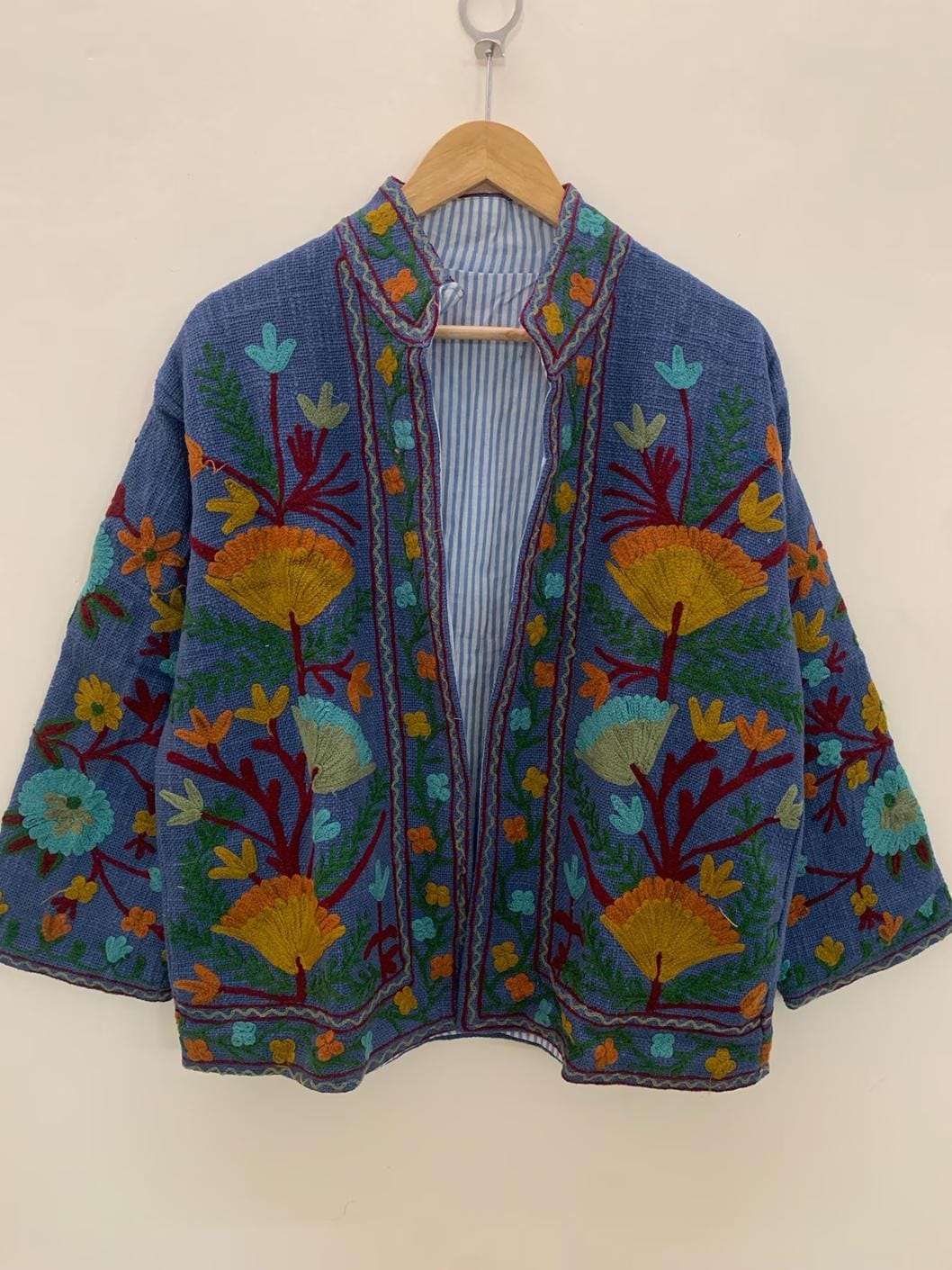Embroidered TNT Suzani Short Summer Jacket | Floral Coat Robe | Ethnic Uzbek Textile | Festival Kimono Jacket |Warm Outerwear |Gift For Her