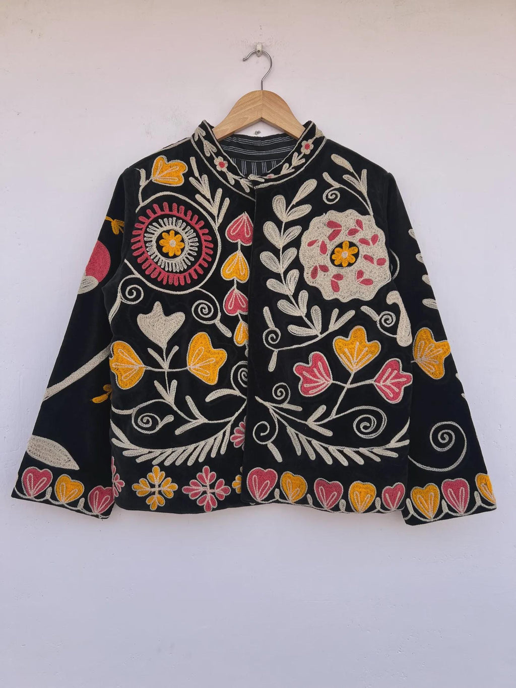 Velvet Suzani Embroidered Jacket | Boho Festival Coat | Gift For her