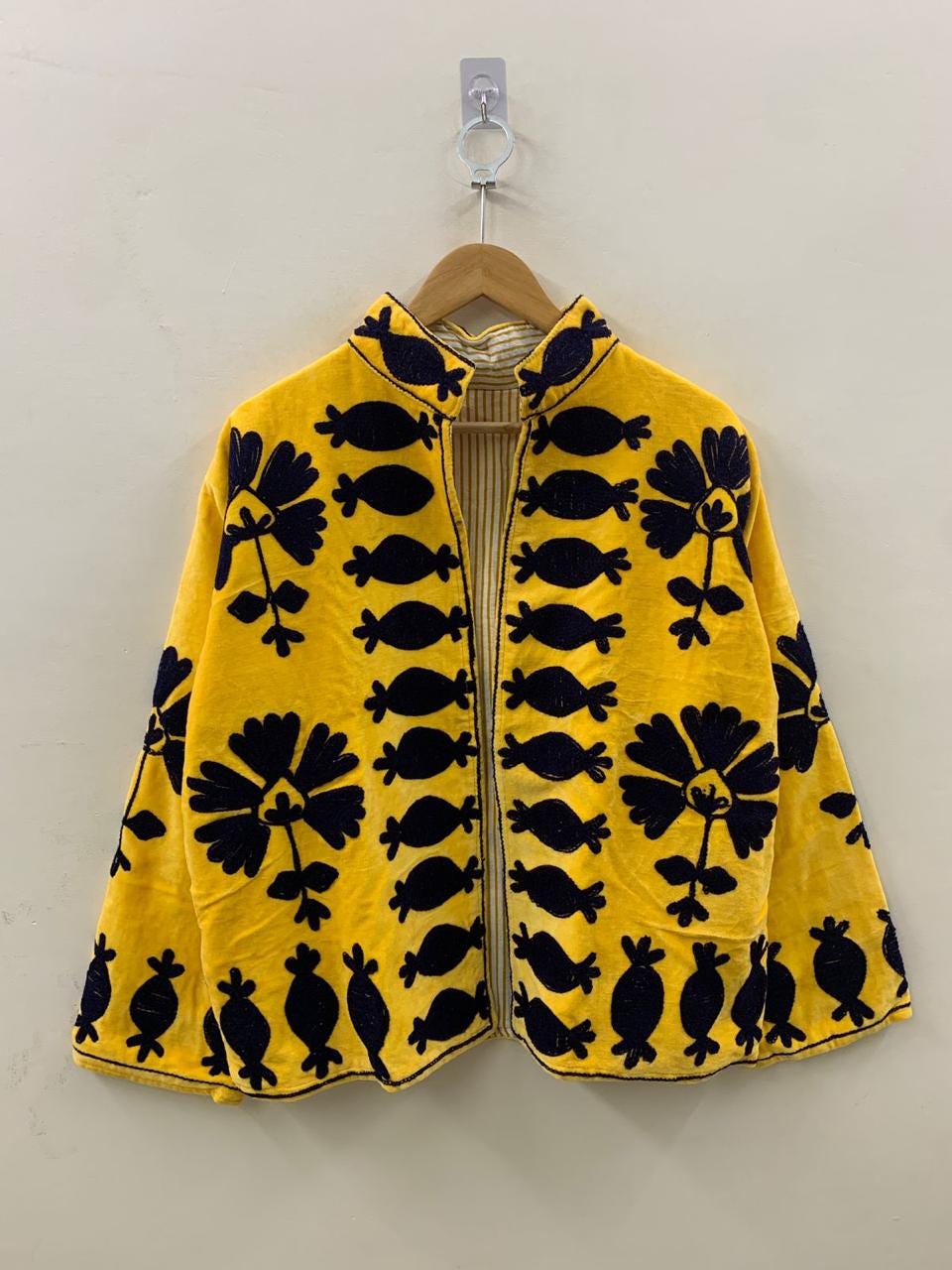 Mustard Velvet Embroidered Suzani Jacket |Bohemian Duster Coat | Women Suzani Coat |Embroidered Suzani Jacket, Robe |Gift For Her |Boho coat