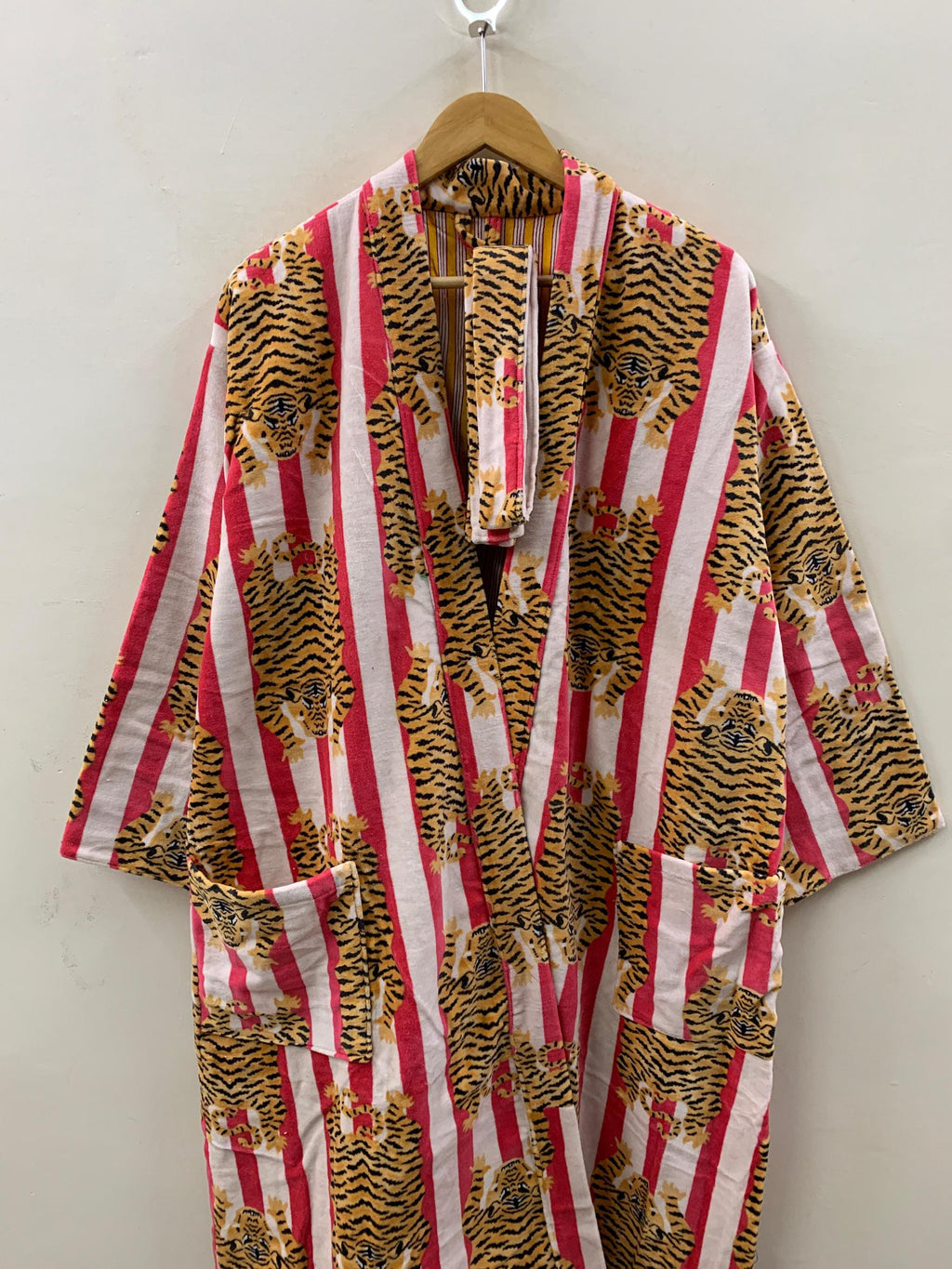 White Leopard Print Velvet Kimono Robe | Boho Animal Print Loungewear | Soft Dressing Gown with Belt |Statement Kimono Jacket| Glam Robe