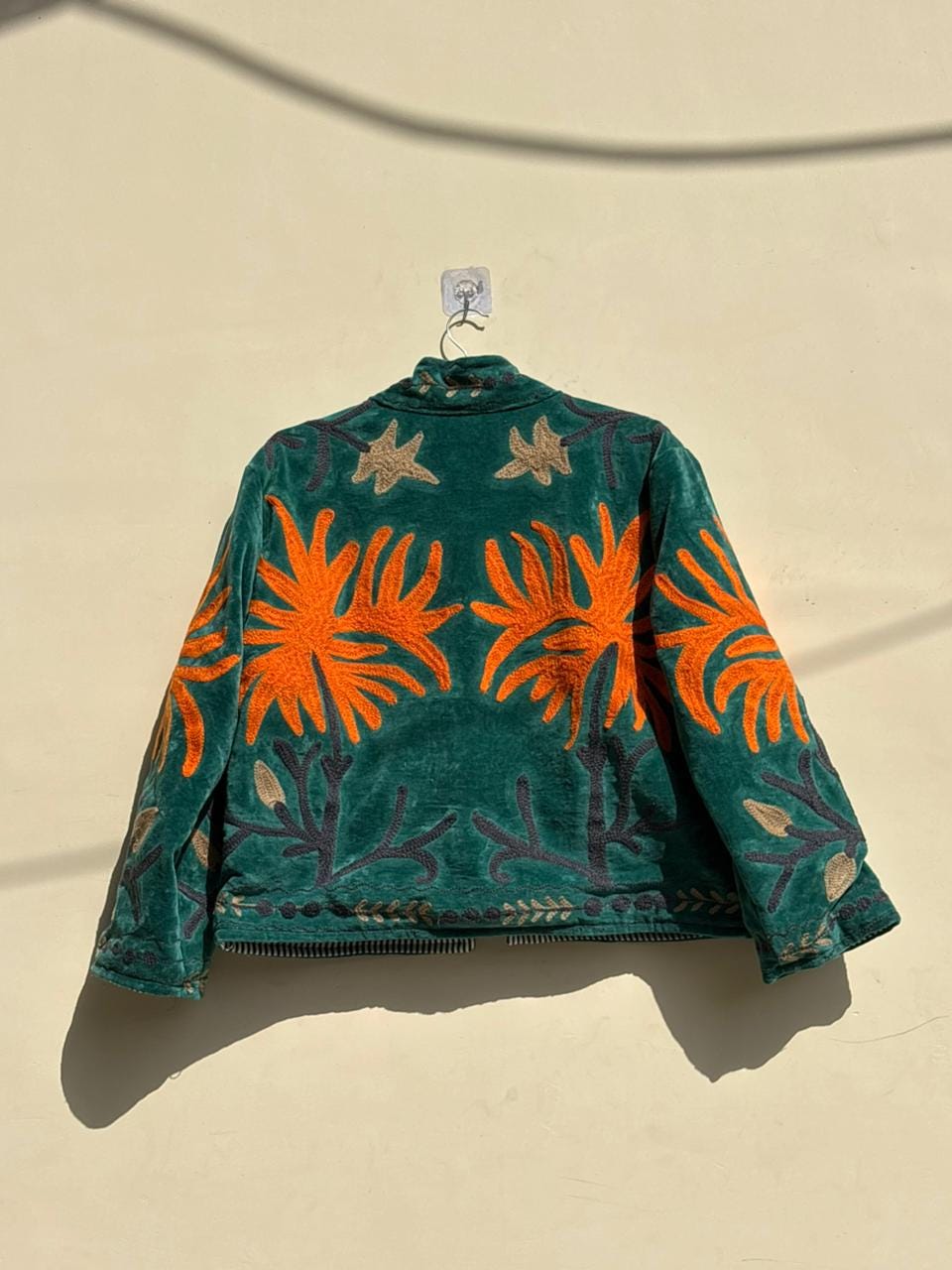 Green Suzani Velvet Jacket | Embroidered Coat | Winter Coat |Warm Winter Kimono Outerwear | Gift for Her |Traditional Jacket |Artisan Jacket