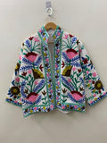 Handmade Suzani Embroidery Spring Jacket, Women's Quilted Jacket, Ethnic Unisex Coat, Suzani Short Quilted Jacket | Gift For Her | Outerwear