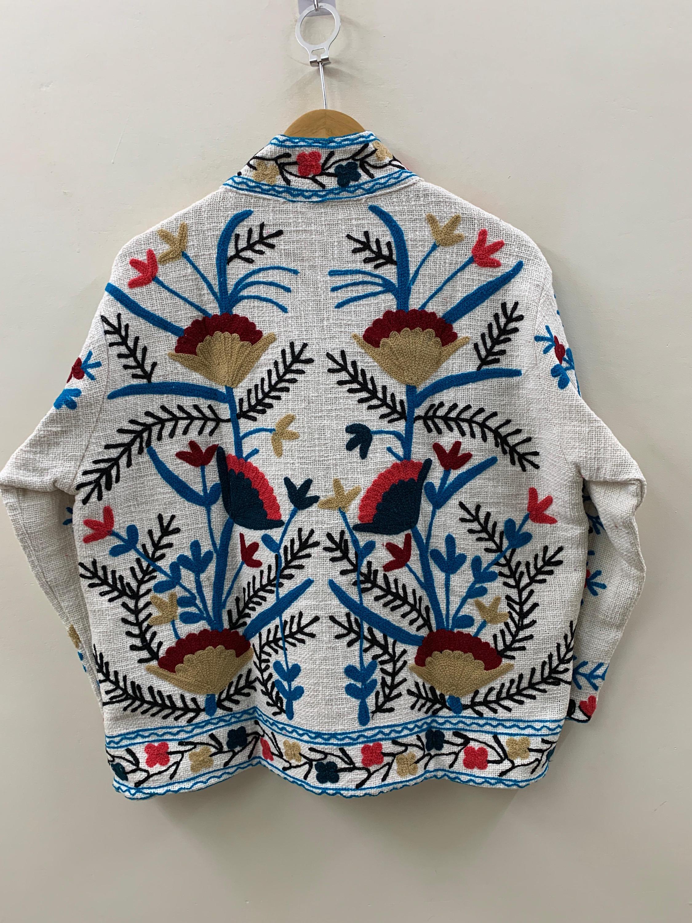 Suzani Embroidered Jacket TNT | Uzbek Kimono Jacket | Short Boho Coat | Vintage Style Jacket | Winter Outerwear | Gift for Her