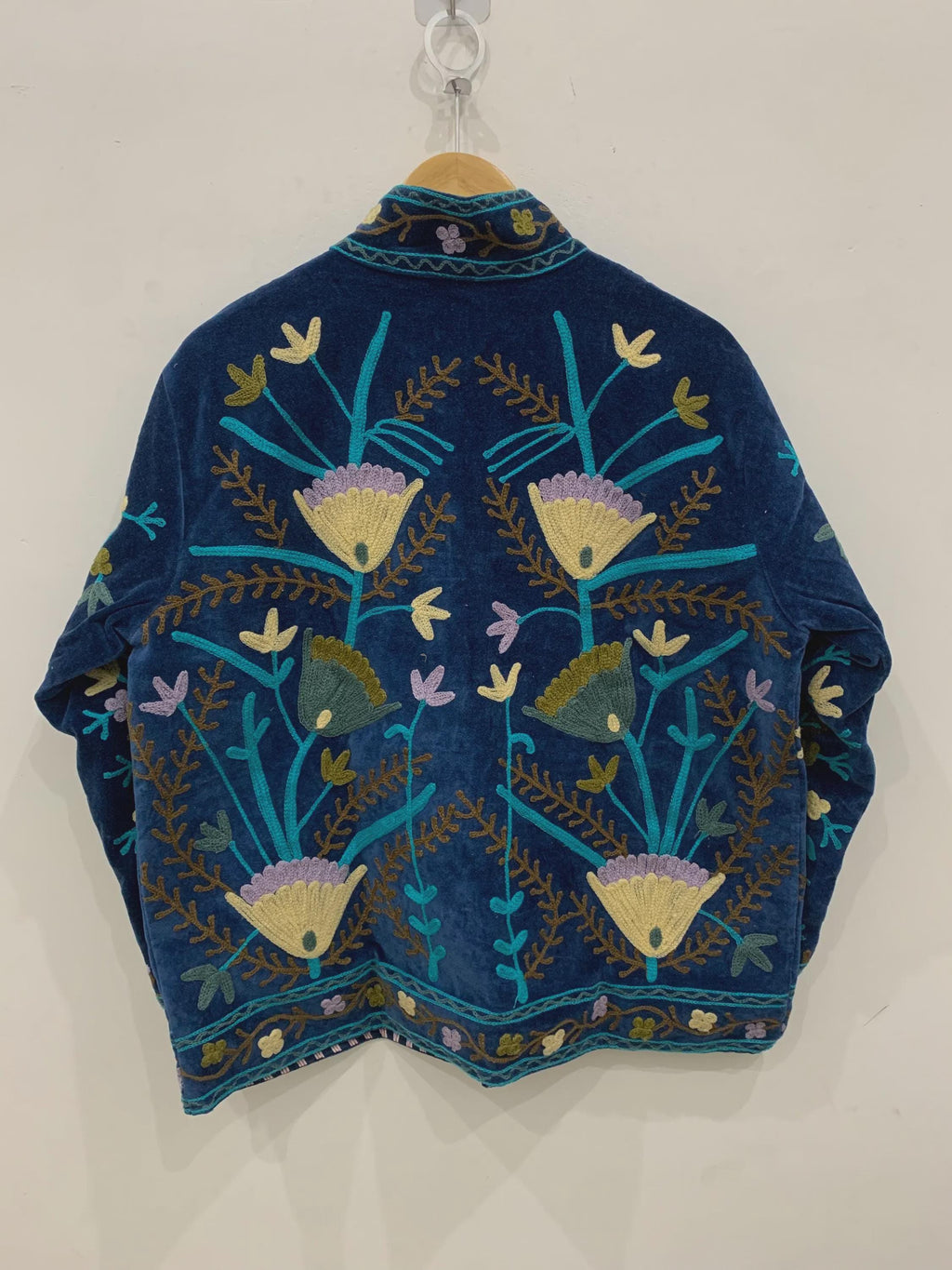Vintage Velvet Suzani Jacket | Floral Embroidered Jacket | Winter Kimono Jacket | Winter Warm Coat | Handmade Jacket | Gift for Her