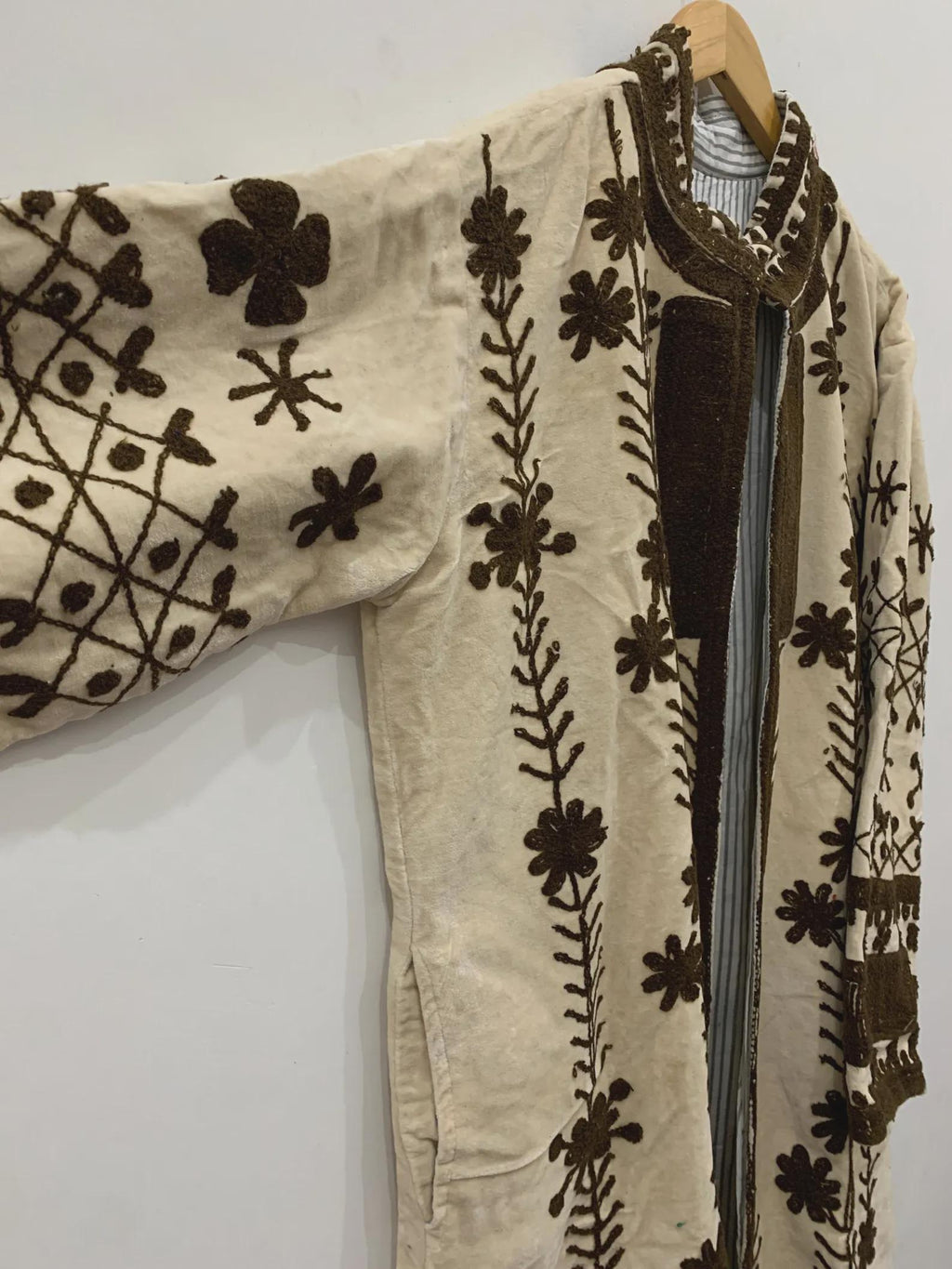 Floral Long Suzani Kimono Jacket | Boho Embroidered Duster | Vintage Uzbek Coat | Gift For Her