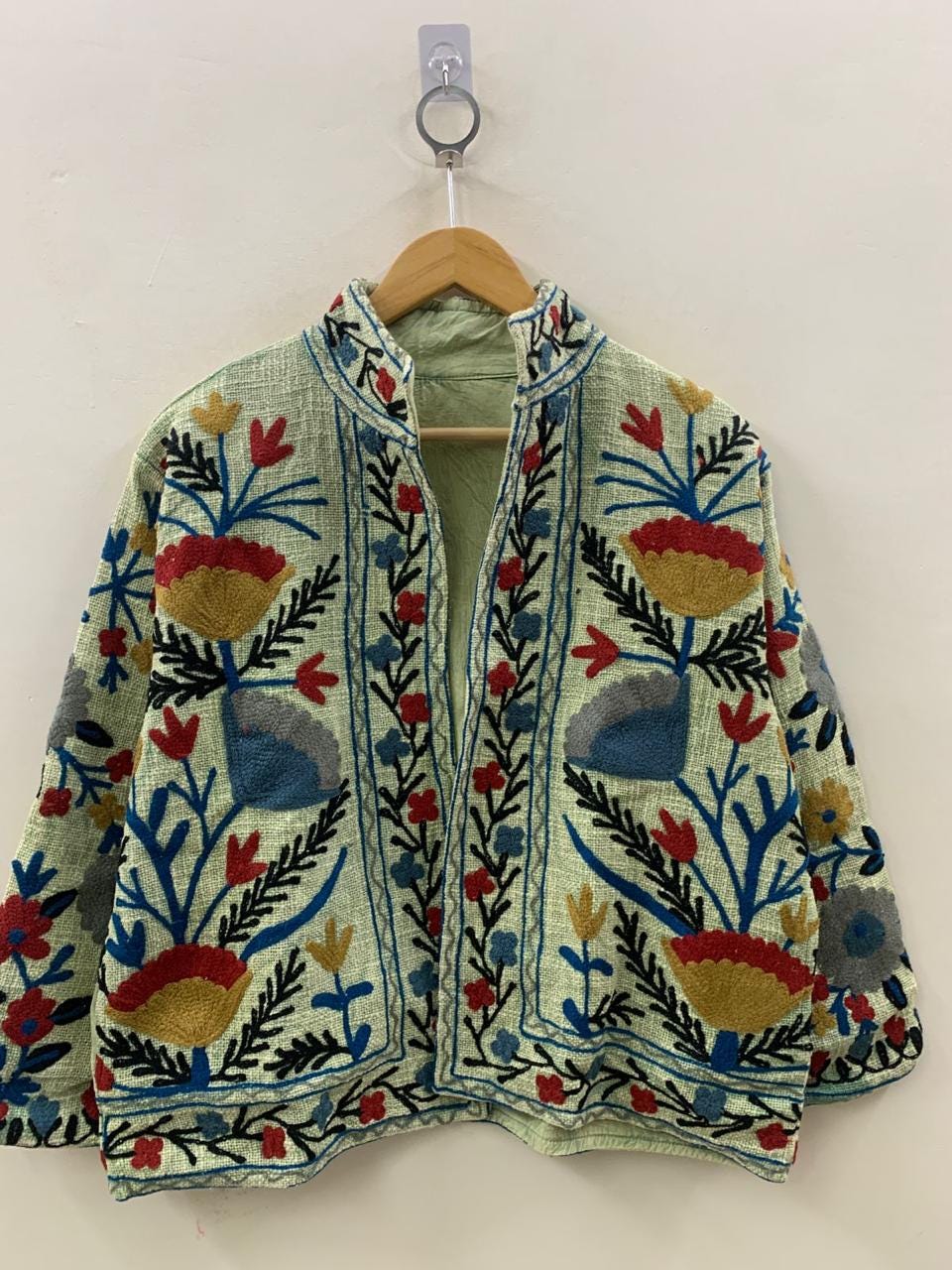 Green TNT Fabric Suzani Jacket | Street Jacket | Gift For Her| Suzani Embroidery Jacket | Winter Wear Coat | Women's Coat | Suzani Jacket