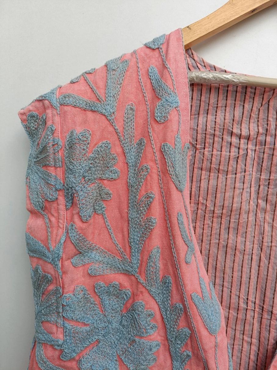 Turkish Suzani Embroidered Velvet Vest | Handmade Unisex Boho Festival Waistcoat | Ethnic Sleeveless Bohemian Jacket Vest