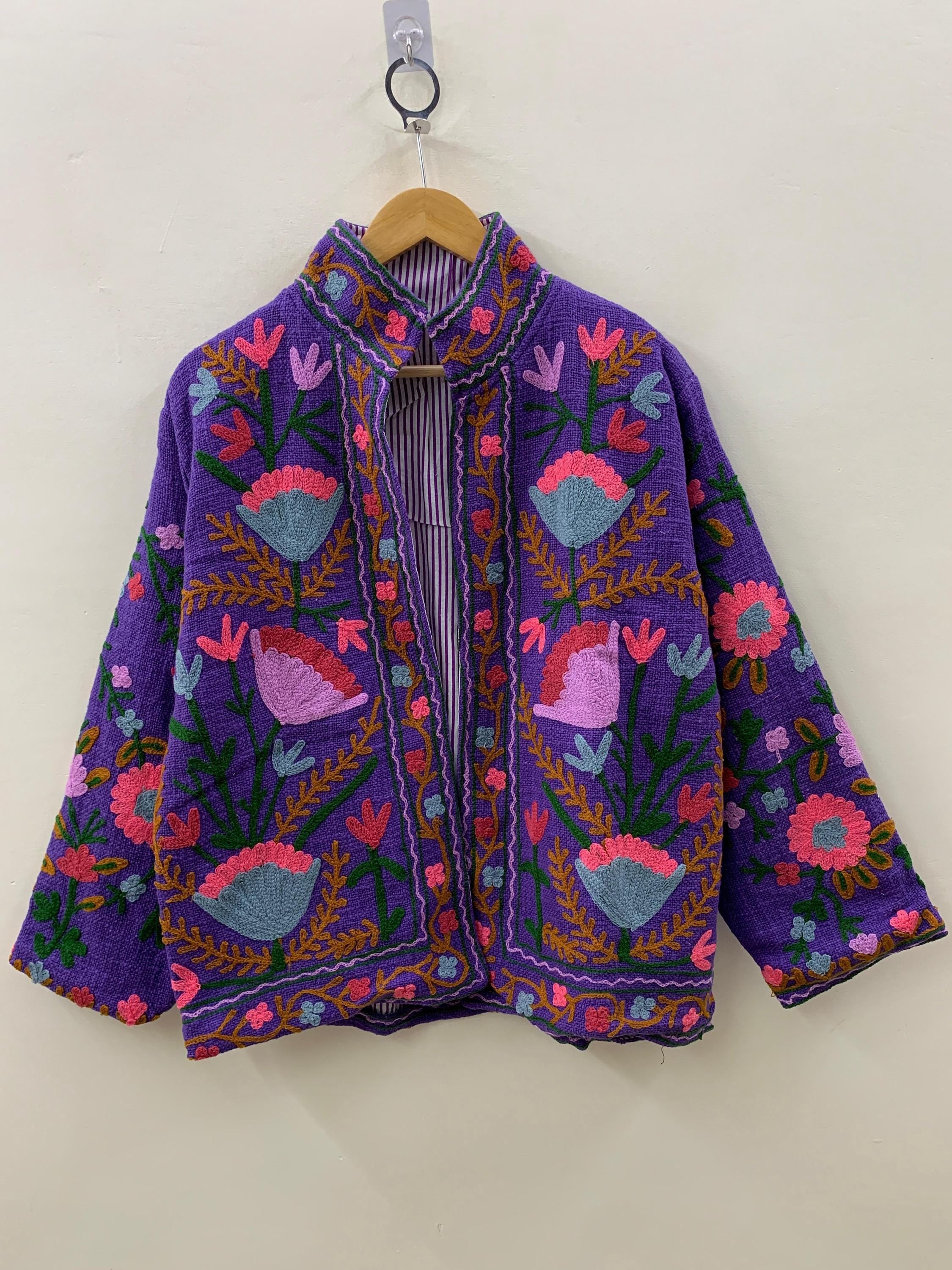 TNT Suzani Jacket | Embroidered Short Coat | Uzbek Suzani Kimono | Boho Style Jacket | Winter Fashion Coat | Unique Gift for Her