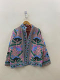 Suzani Embroidered Velvet Winter Jacket | Handmade Short Festival Coat | Ethnic Bohemian Outerwear | Winter Kimono Jacket | Gift For Wife