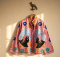 Handmade Suzani Horse Embroidery Cotton Jacket |Warm Winter Coat | Kimono Style Jacket | Gift For Her | Festival Outfit |Artisanal Outerwear