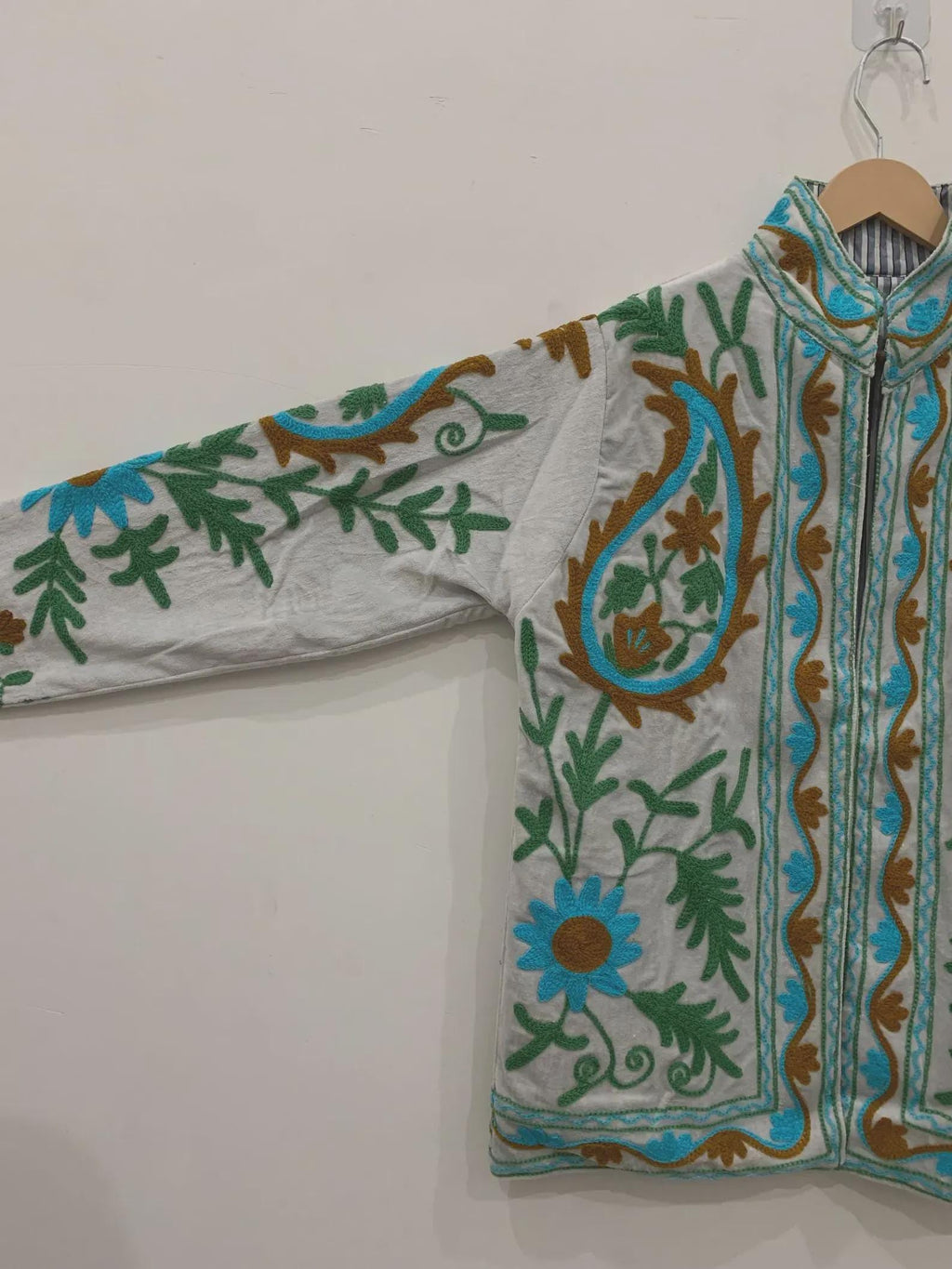 GreyTraditional Suzani Velvet Jacket | Embroidered Bohemian Winter Coat | Ethnic Short Kimono Outerwear | Gift for Women