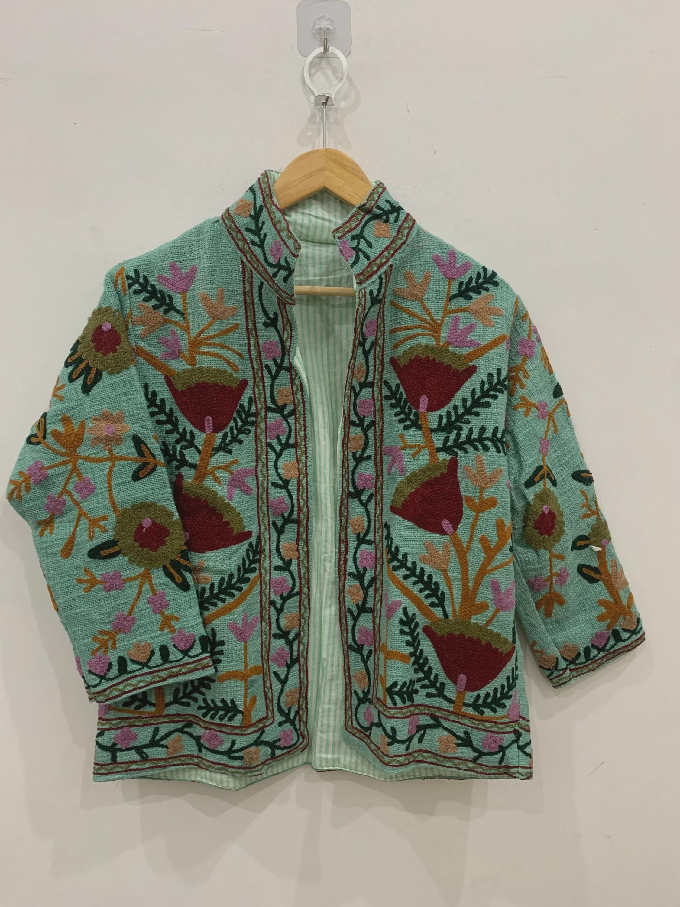 TNT Suzani Coat | Embroidered Short Jacket | Uzbek Handmade Jacket | Boho Kimono Style Coat | Winter Statement Piece | Gift for Women