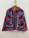 Purple Handmade Velvet Suzani Jacket | Embroidered Floral Boho Coat | Gift For Her