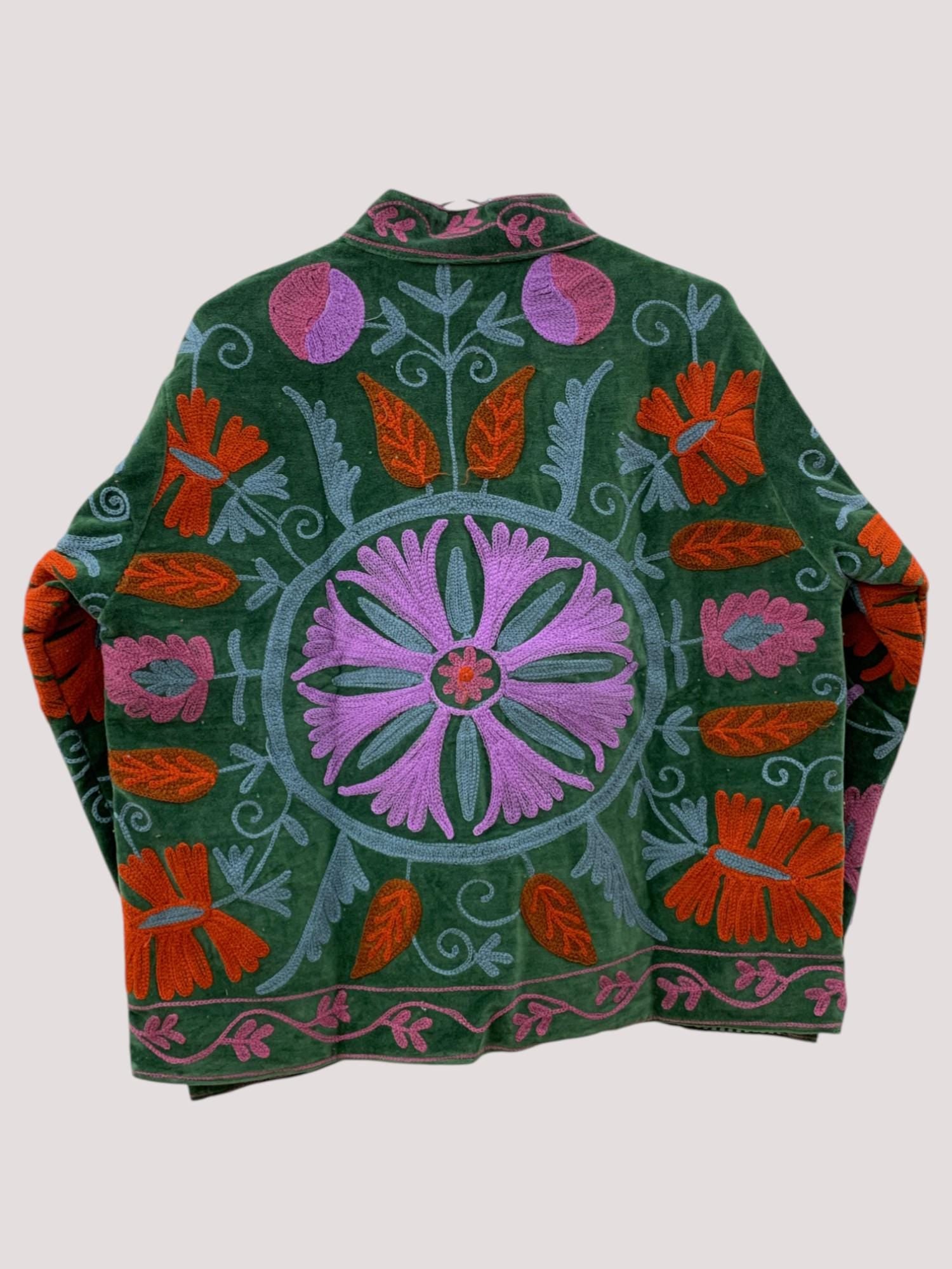 Suzani Velvet Short Jacket | Indian Suzani Embroidery Jacket | Winter Wear Women's Jacket Coat | Suzani Coat | Gift For Her |Duster Jacket