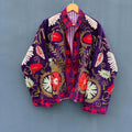 Vintage Suzani Embroidery Velvet Jacket | Boho Coat | Unisex Winter Jacket | Ethnic Chic Outerwear for Seasonal Outfits | Boho Gift For Her