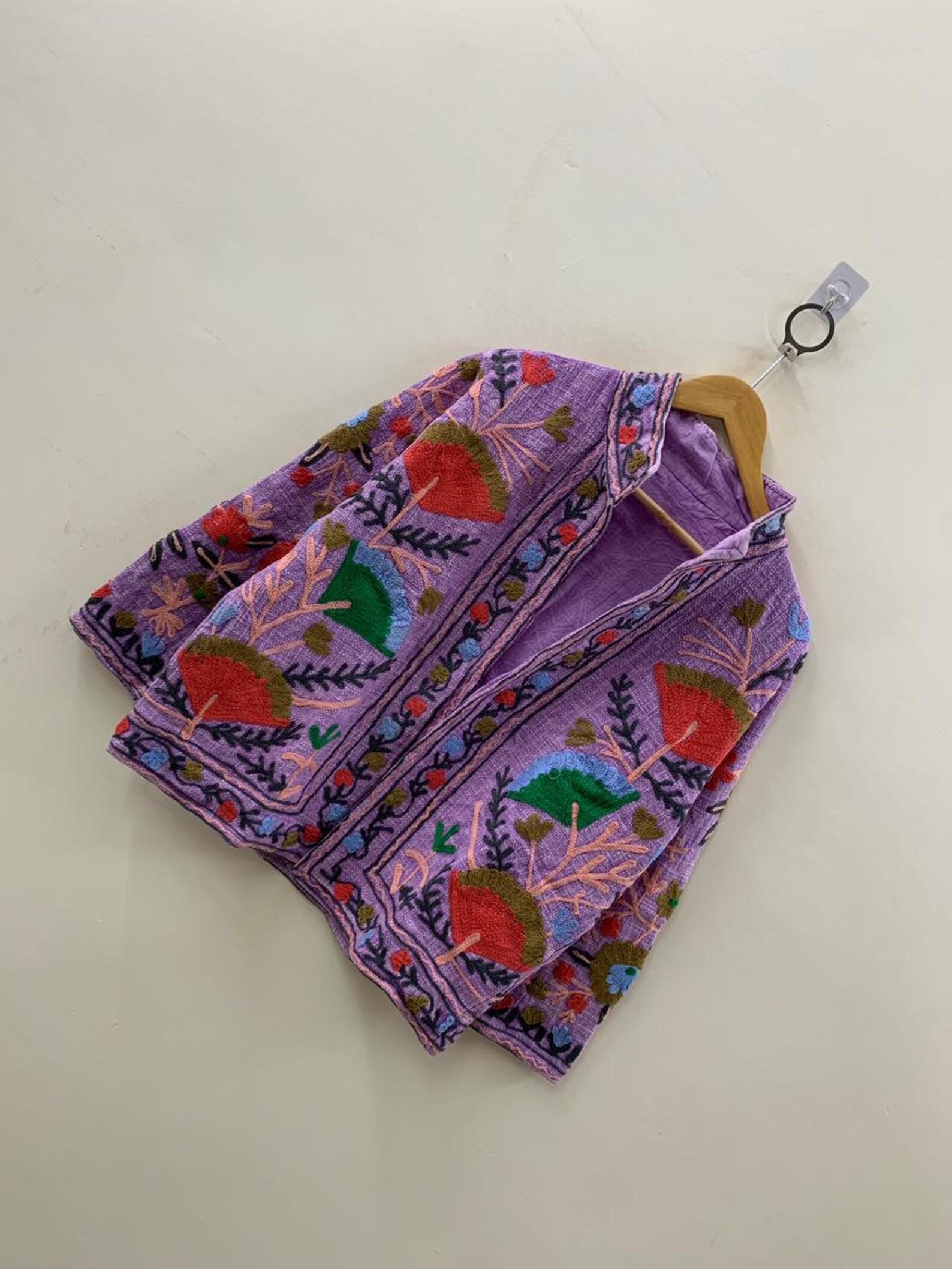 Vintage Suzani Short Jacket | Handmade Embroidered Boho Coat | Gift For Her