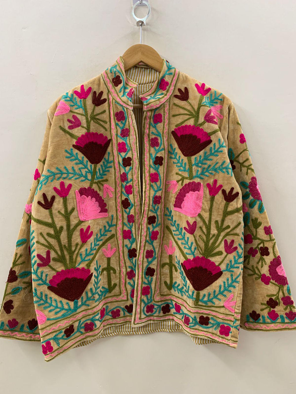 Hand Embroidered Velvet Suzani Jacket | Indian Style Coat  | Unisex Jacket | Bridesmaid Gift | Winter Jacket | Kimono Jacket, Bomber Jacket