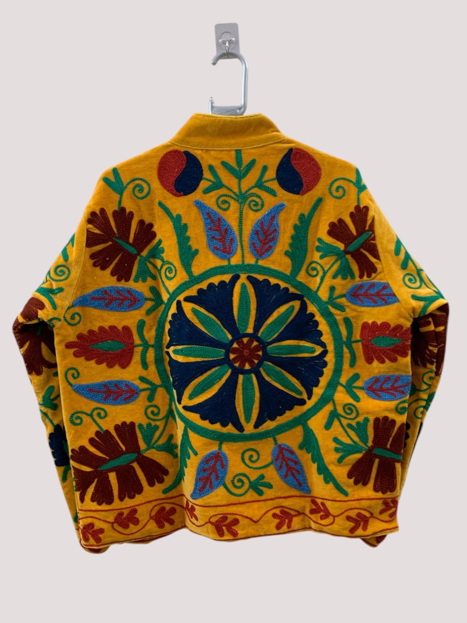 Suzani Velvet Short Jacket | Indian Suzani Embroidery Jacket | Winter Wear Women's Jacket Coat | Suzani Coat | Gift For Her |Duster Jacket