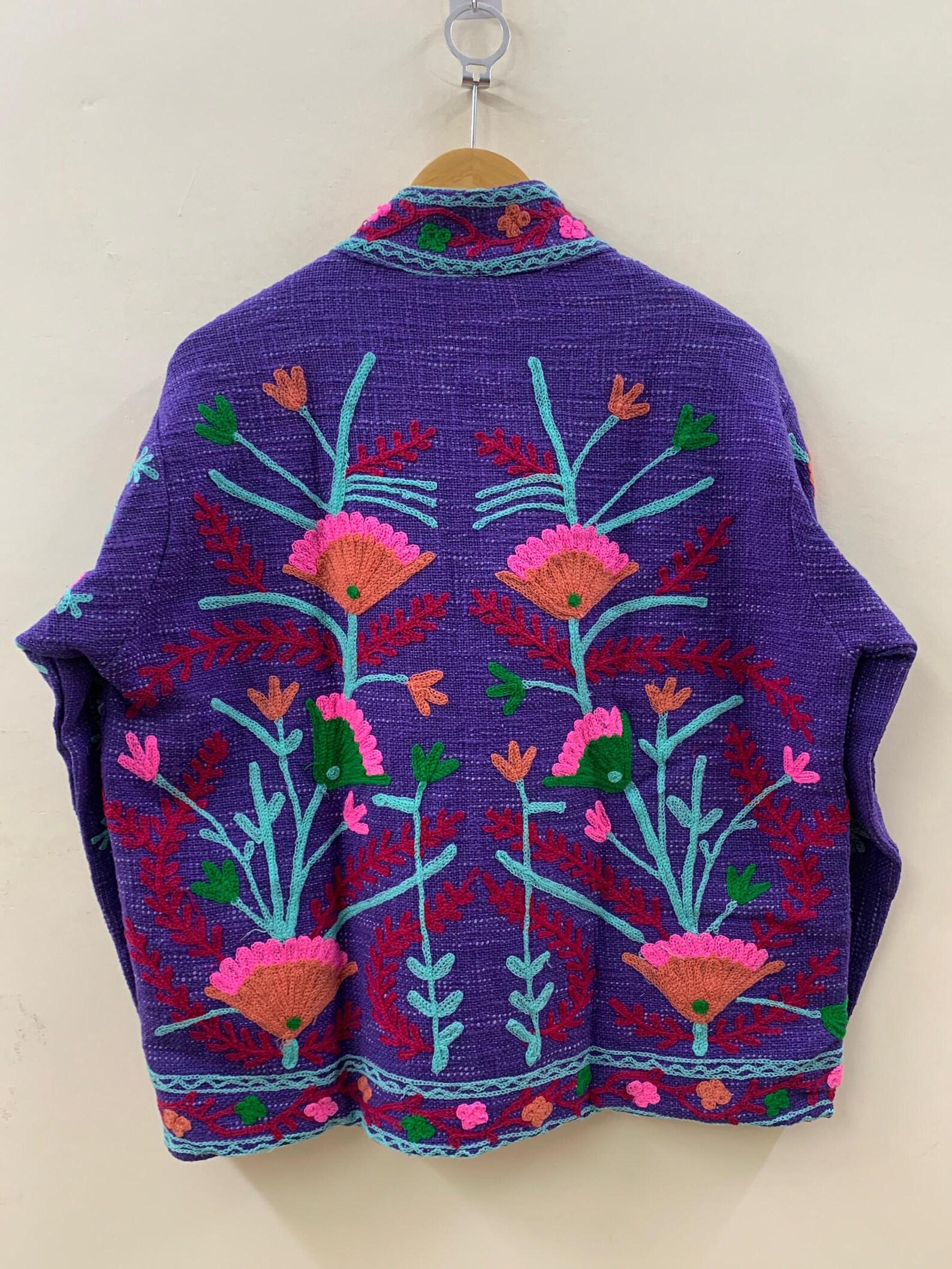 Boho Summer Cotton Suzani Short Soft Jacket | Festival Coat – Tribal Embroidered Outerwear | Spring Travel Coat | Winter wear | Gift For Her