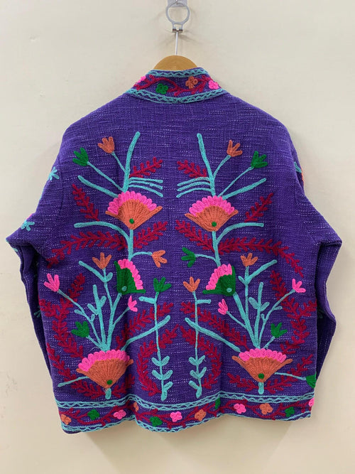 Boho Summer Cotton Suzani Short Soft Jacket | Festival Coat – Tribal Embroidered Outerwear | Spring Travel Coat | Winter wear | Gift For Her