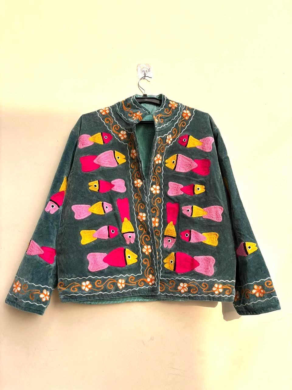 Handmade Suzani Velvet Jacket | Traditional Boho Jacket | Embroidered Kimono Jacket | Ethnic Coat | Winter Outerwear Women | Gift for Her