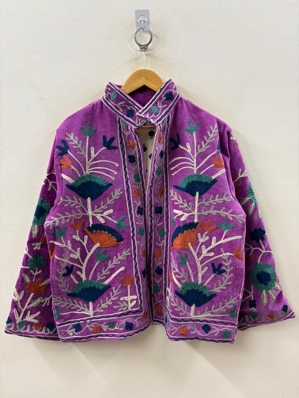 Handmade Velvet Suzani Jacket | Embroidered Floral Boho Coat | Gift For Her