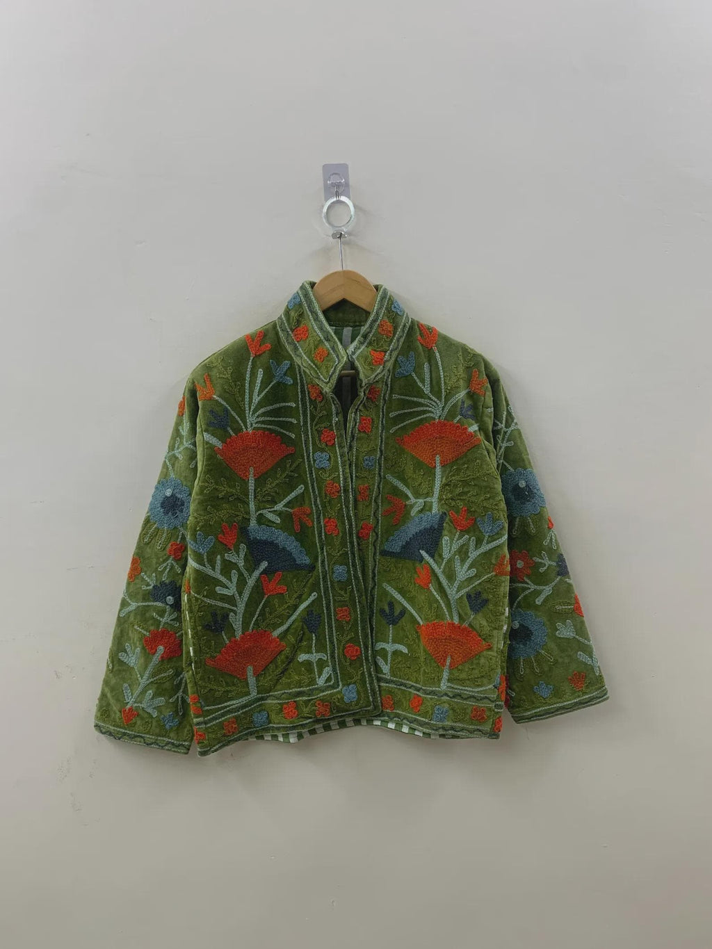 Hand Embroidered Suzani Jacket | Velvet Kimono Jacket | Bohemian Winter Coat | Unisex Jacket | Vintage Style Outerwear | Gift for Women