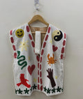 Velvet Suzani Embroidered Vest with Belt | Boho Festival Waistcoat | Ethnic Vest Jacket | Sleeveless Bohemian Layer | Gypsy Vest