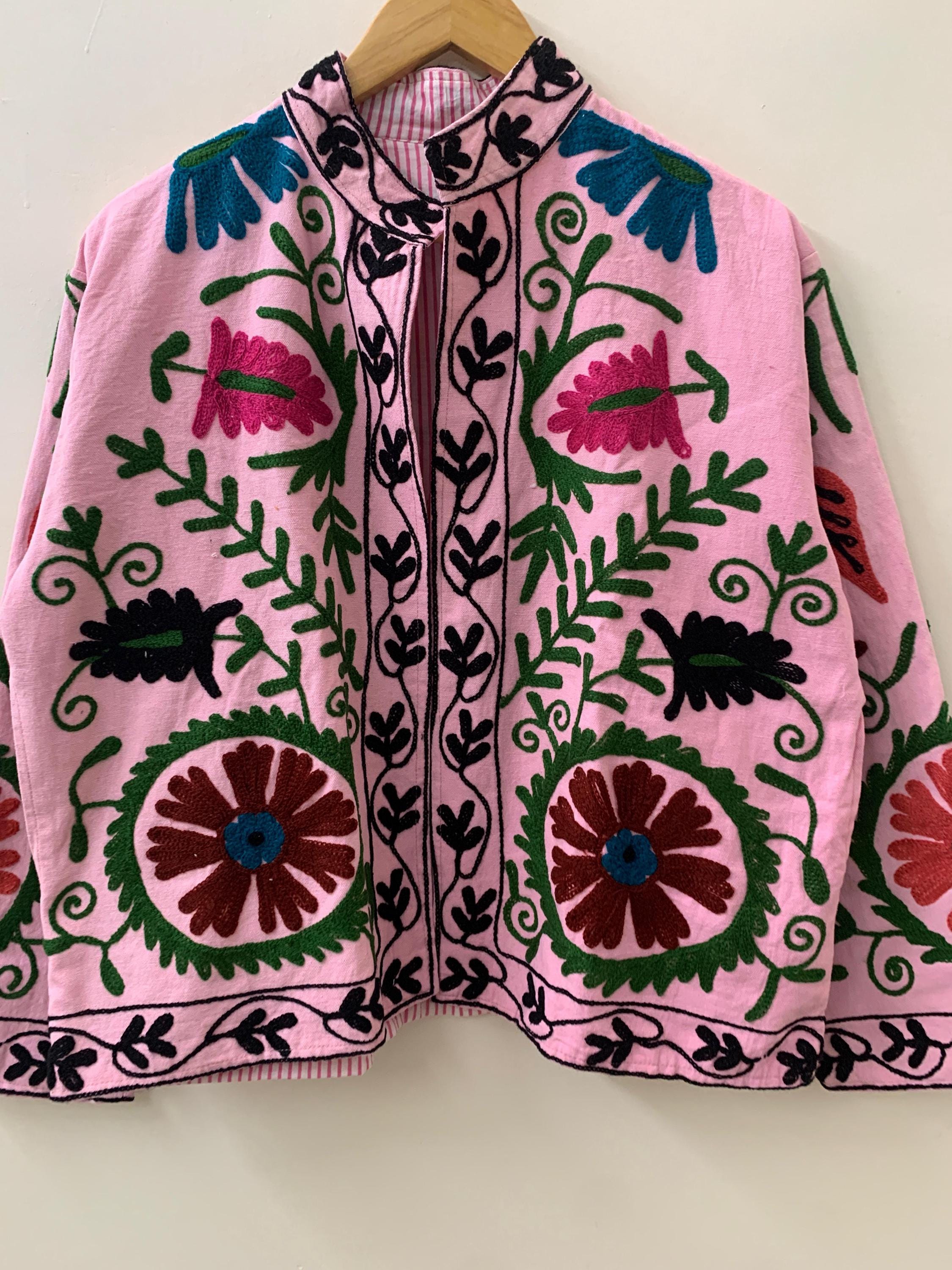 Suzani Jacket | Velvet Embroidered Coat | Ethnic Outerwear | Boho Chic Jacket | Uzbek Suzani Coat | Festival Wear Jacket | Gift For Her